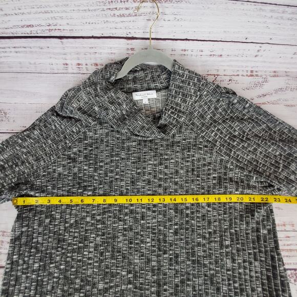 Michael Stars Lightweight Cowl Neck Gray White Ribbed Knit Sweater Size 2XL - Picture 7 of 9
